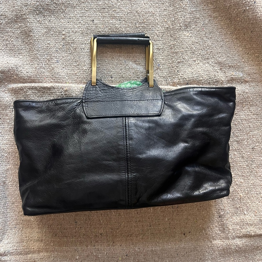 Jas M.B. London - British luxury Black Leather Handbag with brass handles